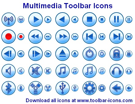 High Definition Multimedia Toolbar Icons